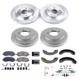 PowerStop Z23 Evolution Sport Disc and Drum Brake Upgrade Kits K15250DK Kits, Cross-drilled/Slotted, 11.57 in. Front, Zinc Plated, Carbon Fiber Ceramic Pads, 9.000 in. Rear, Dodge, Jeep, Kit thumbnail 3