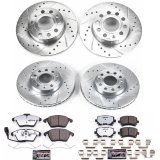 PowerStop Z26 Street Warrior Brake Upgrade Kits for 2005-2010 JETTA, 2006-2009 RABBIT - K4068-26 Rotor and Pad Combo, Warrior, Front/Rear, Cross-drilled/Slotted, Zinc Dichromate Plated, Carbon Fiber Ceramic Pads, Volkswagen, Kit thumbnail 2