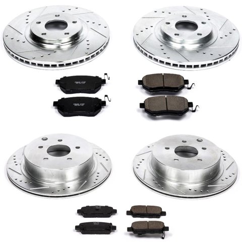 PowerStop Z23 Evolution Sport Brake Upgrade Kits for 2003-2005 FX35, FX45, 2003-2011 MURANO - K2767 Rotors/Pads, Iron, Drilled/Slotted, Zinc Plated, Ceramic Pads, Front/Rear, Infiniti, Nissan, Kit thumbnail 2
