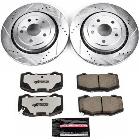 PowerStop Z26 Street Warrior Brake Upgrade Kits for 2016-2023 CAMARO - K7226-26 Pads and Rotors, Warrior, Cross-Drilled/Slotted Surface, Iron, Zinc Plated, 13.600 in./13.400 in. Diameter, Carbon Fiber Ceramic Pads, Kit thumbnail 1