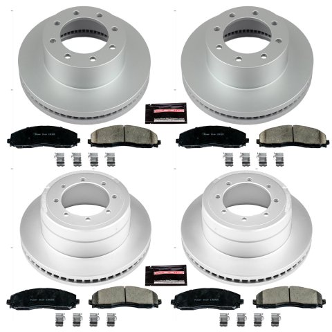Power Stop 13-16 Ford F-450 Super Duty Front & Rear Z17 Coated Brake Kit (2x psbAR85153EVC, 2x psbAR85154EVC, 1x psb17-1680, 1x psb17-1691) thumbnail 1