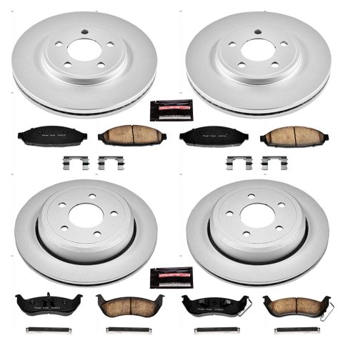 PowerStop Z17 Evolution Plus GEOMET Coated Brake Kits for 2003-2011 CROWN VICTORIA, GRAND MARQUIS, 2003-2004 MARAUDER - CRK1365 Rotor and Pad Combos, Geomet Coated, Front and Rear, Solid Surface Rotors, Ceramic Pads, Ford, Mercury, Kit