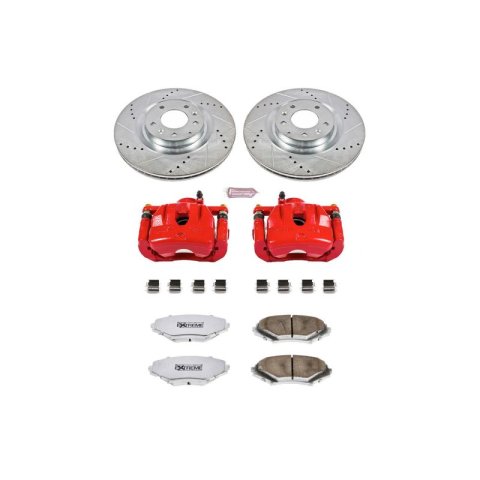 PowerStop Z26 Street Warrior Brake Upgrade Kits with Calipers for 2004-2011 RX-8 - KC2727-26 Disc Kits, Performance Kits, Front and Rear, Cross-drilled/Slotted Rotors, 1-piston Red Calipers, Mazda, Kit thumbnail 9