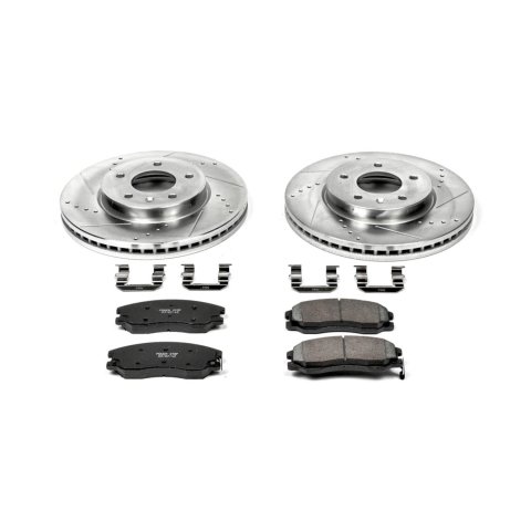 PowerStop Z23 Evolution Sport Brake Upgrade Kits with Calipers KC2090 Disc Kits, Calipers, Front, Cross-drilled/Slotted Rotors, 2-piston Red Calipers, Chevrolet, Kit thumbnail 4