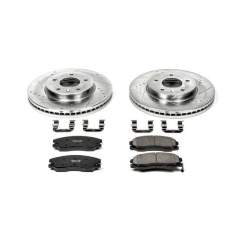 PowerStop Z23 Evolution Sport Brake Upgrade Kits with Calipers KC2090 Disc Kits, Calipers, Front, Cross-drilled/Slotted Rotors, 2-piston Red Calipers, Chevrolet, Kit thumbnail 8