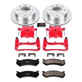 PowerStop Z23 Evolution Sport Brake Upgrade Kits with Calipers KC5190 Rotors, Pads, Red Calipers, Drilled/Slotted Rotors, Pads, Rear, Chevy, GMC, Kit thumbnail 3