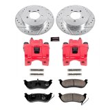 PowerStop Z23 Evolution Sport Brake Upgrade Kits with Calipers for 2007-2010 MOUNTAINEER, EXPLORER SPORT TRAC, 2006-2010 - KC1929 Rotors, Pads, Red Calipers, Drilled/Slotted Rotors, Z-23 Pads, Rear, Ford, Mercury, Kit thumbnail 2