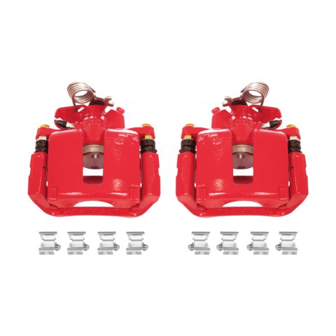 PowerStop Z23 Evolution Sport Brake Upgrade Kits with Calipers KC6376 Disc Kits, Pads, Drilled/Slotted Rotors, Red Caliper, Rear, Ford, Lincoln, Kit thumbnail 2