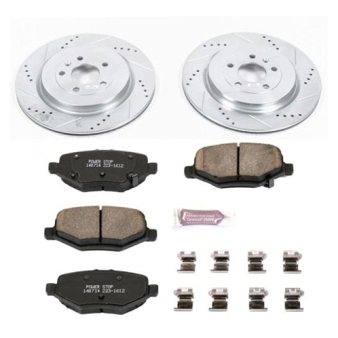 PowerStop Z23 Evolution Sport Brake Upgrade Kits with Calipers KC6376 Disc Kits, Pads, Drilled/Slotted Rotors, Red Caliper, Rear, Ford, Lincoln, Kit thumbnail 3