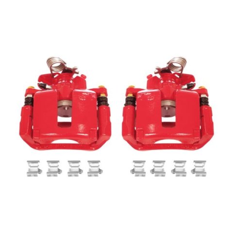PowerStop Z23 Evolution Sport Brake Upgrade Kits with Calipers KC6376 Disc Kits, Pads, Drilled/Slotted Rotors, Red Caliper, Rear, Ford, Lincoln, Kit thumbnail 4