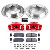 PowerStop Z23 Evolution Sport Brake Upgrade Kits with Calipers KC1203 Disc Kits, Calipers, Cross-drilled/Slotted Rotors, Red Calipers, Rear, Chrysler, Mitsubishi, Kit thumbnail 2