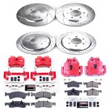 PowerStop Z23 Evolution Sport Brake Upgrade Kits with Calipers for 2002-2006 EXPEDITION, 2003-2006 NAVIGATOR - KC1934 Disc Kits, Calipers, Front and Rear, Cross-drilled/Slotted Rotors, Red Calipers, Ford, Lincoln, Kit thumbnail 2