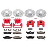 PowerStop Z23 Evolution Sport Brake Upgrade Kits with Calipers for 2005-2007 TITAN, QX56, 2005-2006 ARMADA - KC212 Rotors, Pads, Red Calipers, Drilled/Slotted Rotors, Pads, Front/Rear, Nissan, Kit thumbnail 2