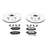 PowerStop Z23 Evolution Sport Brake Upgrade Kits with Calipers for 2006-2011 CIVIC - KC2440 Disc Kits, Kits, Front and Rear, Cross-drilled/Slotted Rotors, 1-piston Red Calipers, use on Honda®, Kit thumbnail 6