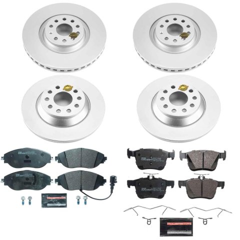 PowerStop Euro-Stop Brake Kits for 2019-2020 JETTA, 2022-2025 Q3, 2018-2024 TIGUAN - ESK8168 Rotor and Pad Combos, Kits, Solid Surface Rotors, Carbon Fiber Ceramic Pads, Front and Rear, Audi, Volkswagen, Kit thumbnail 3