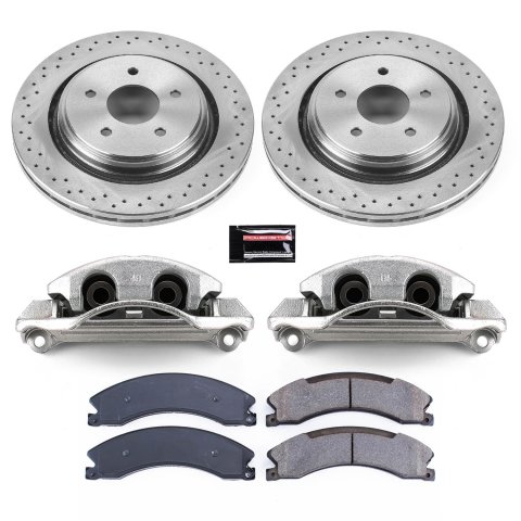 Power Stop 15-19 GMC Sierra 2500 HD Rear Autospecialty Kit w/Cals (1x psbL5306, 1x psbL5307, 2x psbAR82155, 1x psb16-1565)
