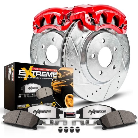 Power Stop 08-19 Ford E-350 Super Duty Front Z36 Truck & Tow Kit w/Cals (1x psbS5072, 1x psbZ36-1328, 1x psbAR82130XL, 1x psbAR82130XR)