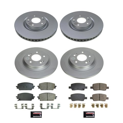 PowerStop Z17 Evolution Plus GEOMET Coated Brake Kits for 2021-2023 SANTA FE, SORENTO - CRK8733 Rotor and Pad Combos, Coated, Solid Surface Rotors, Ceramic Pads, Front and Rear, Hyundai, Kia, Kit thumbnail 1