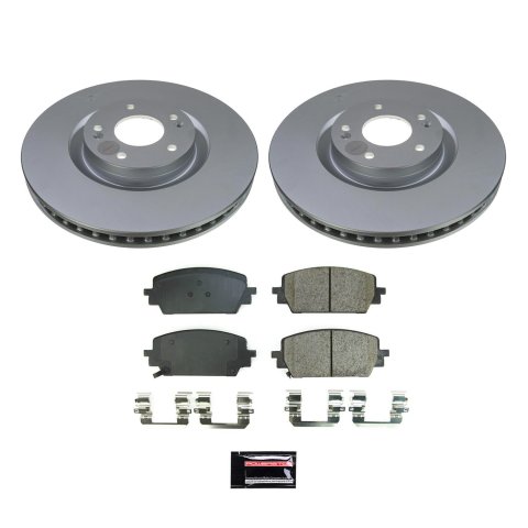 PowerStop Z17 Evolution Plus GEOMET Coated Brake Kits for 2021-2023 SANTA FE, SORENTO - CRK8733 Rotor and Pad Combos, Coated, Solid Surface Rotors, Ceramic Pads, Front and Rear, Hyundai, Kia, Kit thumbnail 2