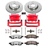 PowerStop Z36 Truck and Tow Brake Upgrade Kits with Calipers KC2059-36 Rotors, Pads, Red Calipers, Drilled/Slotted Rotors, Truck/Tow Pads, Front, Buick, Chevy, GMC, Kit thumbnail 3