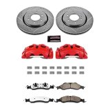PowerStop Z36 Truck and Tow Brake Upgrade Kits with Calipers for 2007-2009 EXPEDITION, NAVIGATOR - KC4682-36 Rotors, Pads, Red Calipers, Drilled/Slotted Rotors, Pads, Front, Ford, Lincoln, Kit thumbnail 4