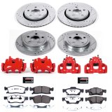 PowerStop Z36 Truck and Tow Brake Upgrade Kits with Calipers for 2011-2017 DURANGO, 2011-2016 GRAND CHEROKEE - KC5952-36 Disc Kits, Performance Kits, Front Rear, Cross-drilled/Slotted Rotors, Red Powdercoated Calipers, Dodge, Jeep, Kit thumbnail 3