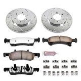 PowerStop Z36 Truck and Tow Brake Upgrade Kits with Calipers for 2002-2006 EXPEDITION, 2003-2006 NAVIGATOR - KC1934-36 Disc Kits, Performance Kits, Front Rear, Cross-drilled/Slotted Rotors, Red Calipers, Ford, Lincoln, Kit thumbnail 6