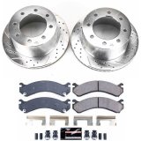 PowerStop Z23 Evolution Sport Brake Upgrade Kits with Calipers KC5338 Disc Kit, Kit, Front and Rear, Cross-drilled/Slotted Surface Rotors, Pads, Red Calipers, Chevy, GMC, Kit thumbnail 3