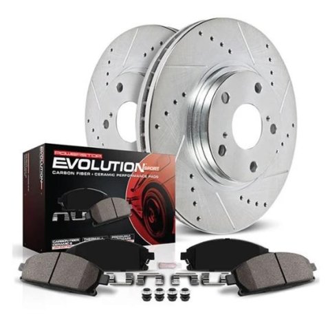 PowerStop Z23 Evolution Sport Brake Upgrade Kits for 2019-2024 3 - K8813 Rotor and Pad Combos, Upgrade, Cross-drilled/Slotted Rotors, Carbon Fiber Ceramic Pads, Front and Rear, Mazda, Kit thumbnail 6
