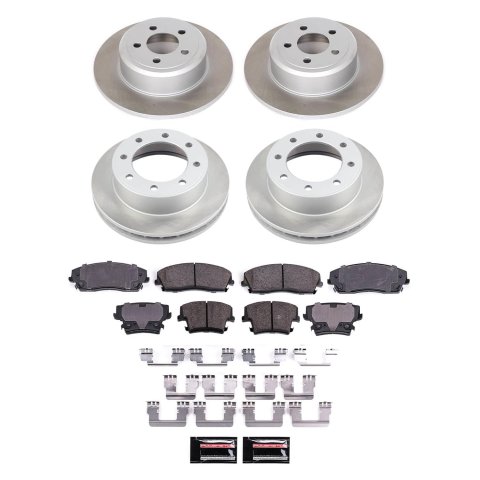 PowerStop Z17 Evolution Plus Semi-Coated Rotor Brake Kits SC1715 and Pad Combo, Semi-Coated, Front and Rear, Solid Surface Rotors, Ceramic Pads, Chrysler, Dodge, Kit