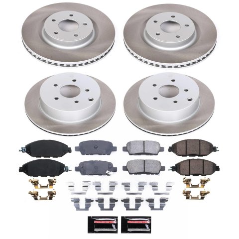 PowerStop Z17 Evolution Plus Semi-Coated Rotor Brake Kits SC6497 and Pad Combo, Semi-Coated, Front and Rear, Solid Surface Rotors, Ceramic Pads, for Infiniti, for Nissan, Kit thumbnail 4