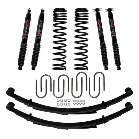 Skyjacker 1984-2001 Jeep Cherokee (XJ) 3 in. Dual Rate Long Travel Suspension Lift Kit (2x skyJC25RSB, 1x skyJC3158SBLT)