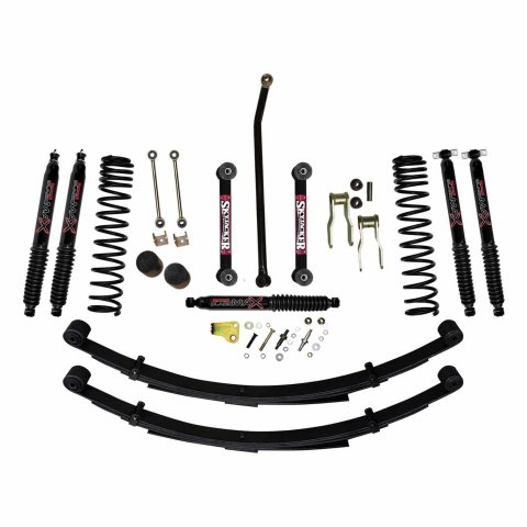 Skyjacker Jeep XJ/MJ 4.5in Suspension Lift System w/ Rear Leaf Springs & Black Max Shocks (2x skyJC25RSB, 1x skyJC45FDR, 1x skyJC4058SB) thumbnail 4