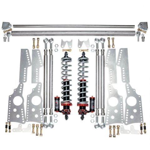 QA1 Heavy Duty Pro Rear Drag 4-Link System - MOD Shocks - 150lb Springs (2x qap14HT150, 1x qapM711PL, 1x qapM711PR, 1x qap7838-1067, 1x qap7838-1068)
