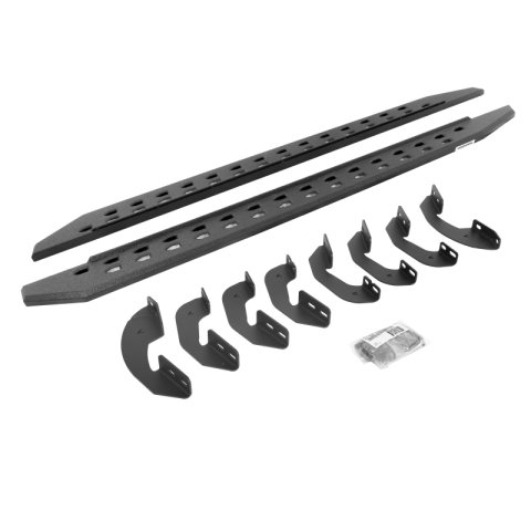 Go Rhino 2022 Toyota Tundra Crew Max RB20 Slim Running Board + Brackets - Bedliner Coating (1x gor69400087ST, 1x gor6944356)