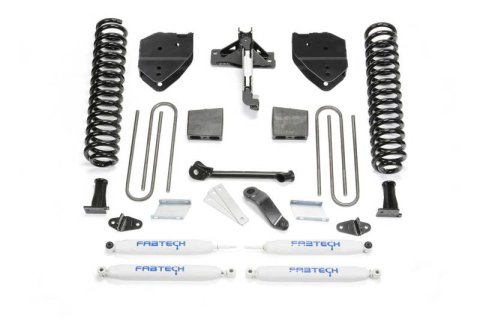 Fabtech 17-21 Ford F250/F350 4WD Diesel 4in Basic Sys w/Perf Shks (1x fabFTS22207, 1x fabFTS22213, 1x fabFTS22214, 2x fabFTS7236, 2x fabFTS7266)