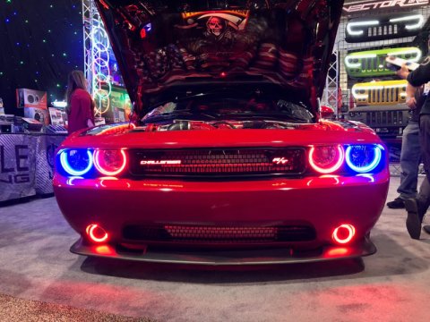 Oracle Dodge Challenger 08-14 LED Waterproof Fog Halo Kit - Red thumbnail 5