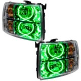 Oracle Lighting 07-13 Chevrolet Silverado Pre-Assembled LED Halo Headlights - Green thumbnail 1