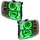 Oracle Lighting 07-13 Chevrolet Silverado Pre-Assembled LED Halo Headlights - Green thumbnail 2