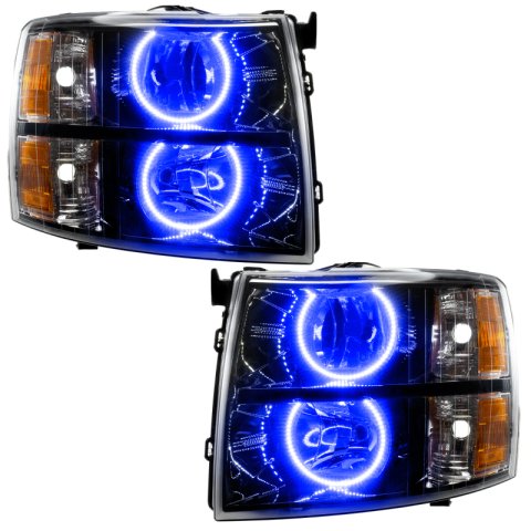 Oracle Lighting 07-13 Chevrolet Silverado Assembled Halo Headlights Round Style -Blue