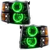 Oracle Lighting 07-13 Chevrolet Silverado Assembled Halo Headlights Round Style -Green thumbnail 1