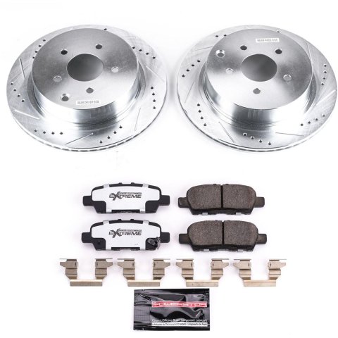 PowerStop Z26 Street Warrior Brake Upgrade Kits for 2010-2012 FX35, 2013 FX37, 2014 QX70 - K8878-26 Rotor and Pad Combos, Upgrade, Cross-drilled/Slotted Rotors, Carbon Fiber Ceramic Pads, Front and Rear, Infiniti, Kit thumbnail 5