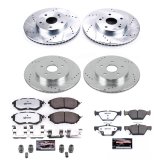 Power Stop Z26 Street Warrior Brake Upgrade Kits K8405-26 Rotors/Pads, Warrior, Carbon Fiber Ceramic Pads, Iron Rotors, Zinc Plated, Cross-Drilled/Slotted, Front and Rear, Subaru, Set thumbnail 2