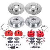 Power Stop Z23 Evolution Sport Brake Upgrade Kits with Calipers KC8915 Disc Kits, Calipers, Cross-drilled/Slotted Surface Rotors, Red Calipers, Front and Rear, Mini, Kit thumbnail 2