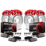 Power Stop Z23 Evolution Sport Brake Upgrade Kits with Calipers KC8915 Disc Kits, Calipers, Cross-drilled/Slotted Surface Rotors, Red Calipers, Front and Rear, Mini, Kit thumbnail 8