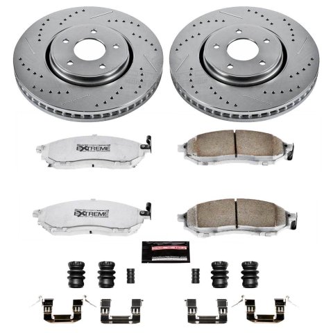 PowerStop Z26 Street Warrior Brake Upgrade Kits for 2005-2008 FX35, FX45 - K4477-26 Rotors/Pads, Iron, Drilled/Slotted, Zinc Plated, Carbon Ceramic Pads, Front/Rear, Infiniti, Kit thumbnail 3