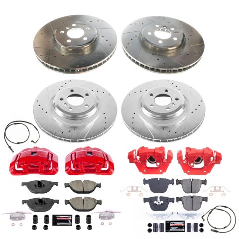 PowerStop Z23 Evolution Sport Brake Upgrade Kits with Calipers for 2009 750I, 750LI - KC6013 Disc Kits, Calipers, Cross-drilled/Slotted Rotors, Red Calipers, Front and Rear, BMW, Kit thumbnail 5