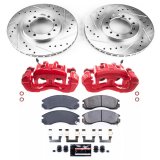 PowerStop Z23 Evolution Sport Brake Upgrade Kits with Calipers for 1991-1996 MONTERO, 1997-2004 MONTERO SPORT - KC4981 Disc Kits, Calipers, Front, Cross-drilled/Slotted Rotors, 2-piston Red Calipers, Mitsubishi, Kit thumbnail 5