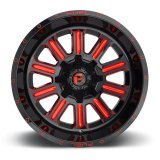 Fuel Off-Road Hardline D621 Series Gloss Black Wheels with Candy Red Accents 18x9 Wheel, Hardline, 18 x 9, Black, Accents, 6 x 135mm Bolt Pattern, +2mm Offset, 5.080 in. Backspace, Each thumbnail 1