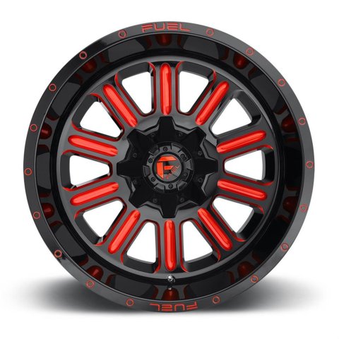 Fuel Off-Road Hardline D621 Series Gloss Black Wheels with Candy Red Accents 20x9 Wheel, Hardline, 20 x 9, Black, Accents, 6 x 135mm Bolt Pattern, +2mm Offset, 5.080 in. Backspace, Each